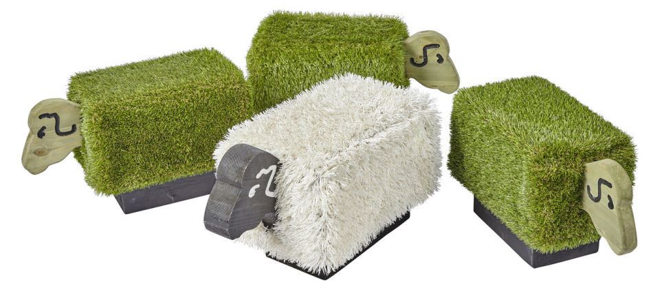 Grass covered seating animals and sofas